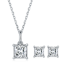 Classic Square S925 Silver Plated Platinum Moissanite Diamond Pendant Earnail Set 3